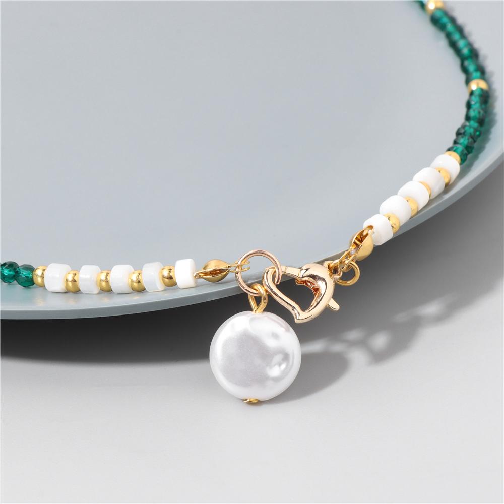 Baroque Pearl Pendant Necklace for Women 3mm Natural Stone Beaded Heart Buckle Necklaces Vintage Wedding Elegant Jewelry Gifts