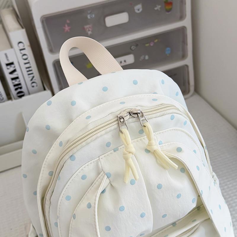 Women Polka Dot Nylon Backpack Casual Travel Daypack School Bag