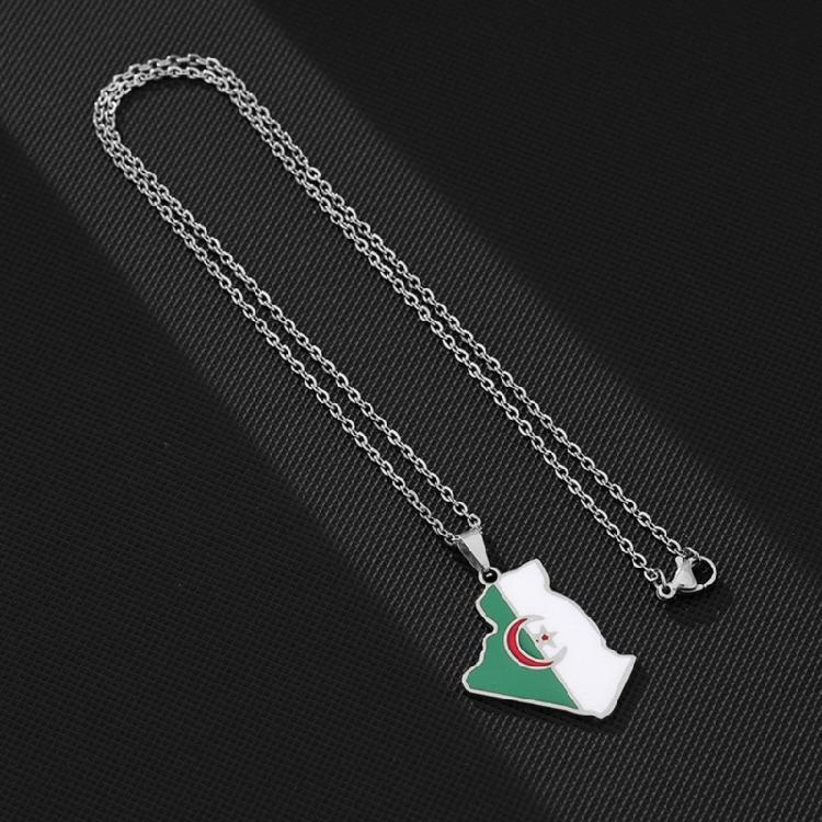 Collar con Colgante Mapa de Argelia Pareja Patriótica Estilo Étnico Regalo de Personalidad