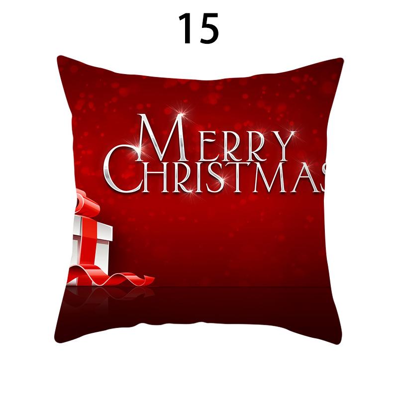 Merry Christmas Cushion Cover Xmas Pillowcase Happy New Year Navidad Santa Claus Red Pillow Cover Ornament Gifts Home Decor