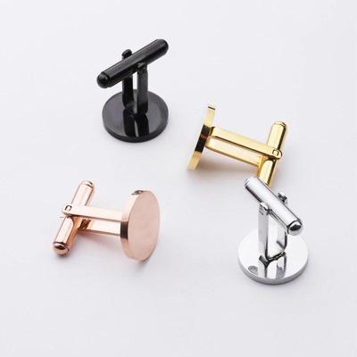 Polished Titanium Steel Round Men's Cufflinks – High-end French Trend