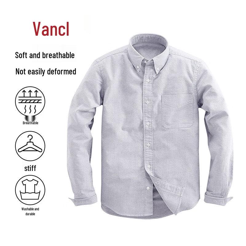 Vancl Men s Easy-Care Pure Cotton Long-Sleeve Shirt 3XL