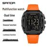 SANDA Men's Multifunctional Barrel-Shaped Sports Watch - Waterproof & Fashionable with Single Display Timing
