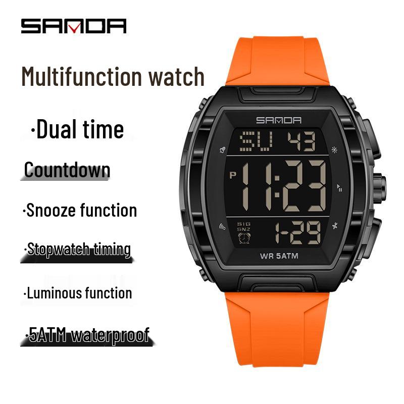 Sanda Multifunctional Luminous Sports Watch: Student Party Alarm Clock  Countdown Timer