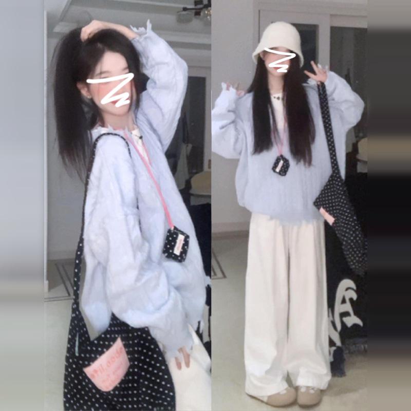 Women's Purple Knit Sweater: Lazy Style, New Autumn/Winter, Long Sleeve, Loose Fit, High-End Feel