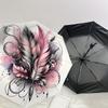 1PC Feathers Ink Umbrella-8-Rib Reinforced, Automatic Open, Lightweight & Durable, Cute Fashion Accessory for Outdoor-P29