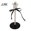 Solid Wood Standing Rack Halloween Paper Towel Roll Holder, Ghost/Pumpkin/Witch's Hat/Bat Decor, Fall Seasonal Kitchen Storage Durable Reel