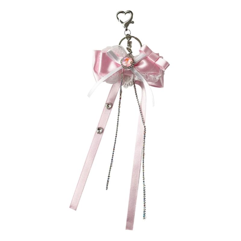 

Cute Lace Ribbon Pendant Butterfly Phone Charm Lovely Girls Handbag Hanging Ornament for Keychain or Bag Decoration 1 розовый