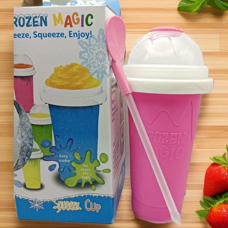 

300ML Quickly Make Smoothie Cups with Straw Spoon Homemade Smoothie Cup Shake Squeeze Cups Ice Cream Milkshake Squeeze Bottle