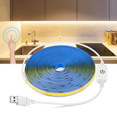 Com interruptor de toque luz de tira led para decoração de casa cob 5v armário de cozinha fita de iluminação led usb luz noturna