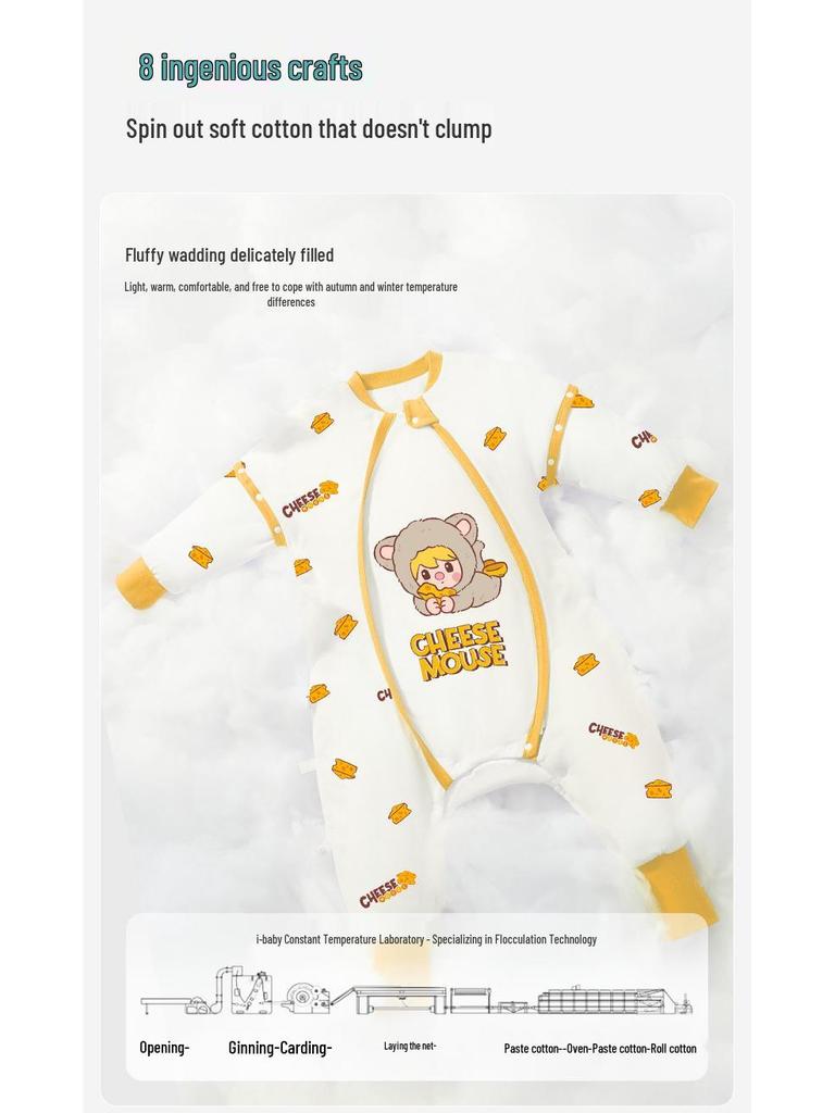 iBaby English Baby Split-Leg Sleeping Bag: Autumn/Winter Pop Mart IP Collab, Knitted & Quilted, Constant Temp Control