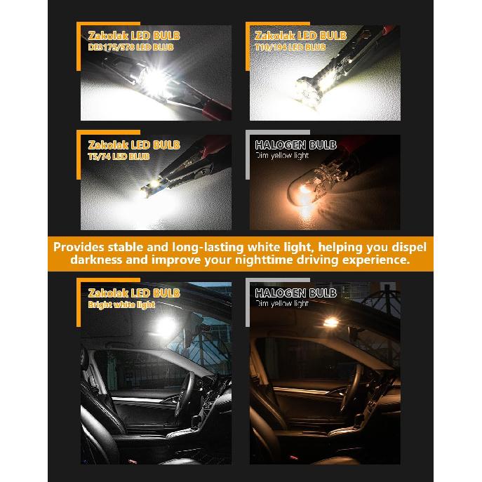 24PCS LED Interior Car Lights, Extremely Bright 6500K White LED Bulb Kit, Applicable To Dome Map Door Lights and Other Parts Replacement for Your