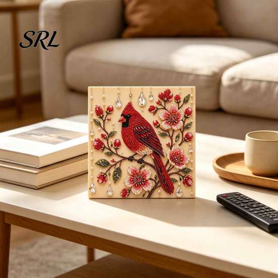 Relaxing Hobbies for Stress Relief Bird Faux Pearl Painting Kit, Flower And Art DIY Artistic Activities Kids Teens Owl Red Craft Set Adults, Home Wall