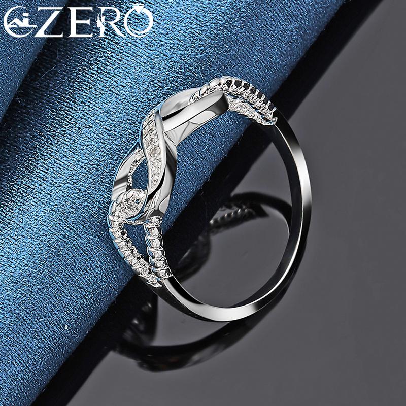 ALIZERO 925 Silver Zircon 8-Shape Ring for Women Wedding Rings Engagement Band Eternal Manifesto Jewelry Couple Gift