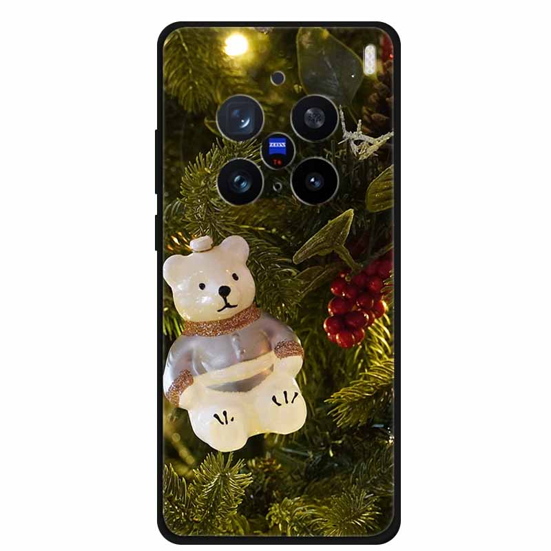 Christmas Cover For Vivo X200 Pro 6.78"Black Silicone Case For vivo X200 Pro mini 6.31" TPU Santa Claus ChristmasTree Back Cover