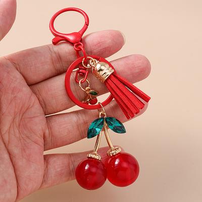 Cute Chilli Keychain Simulation Fruit Cherry Key Rings For Women Hers Handbag Pendants Diy Key Chain Jewelry Gift