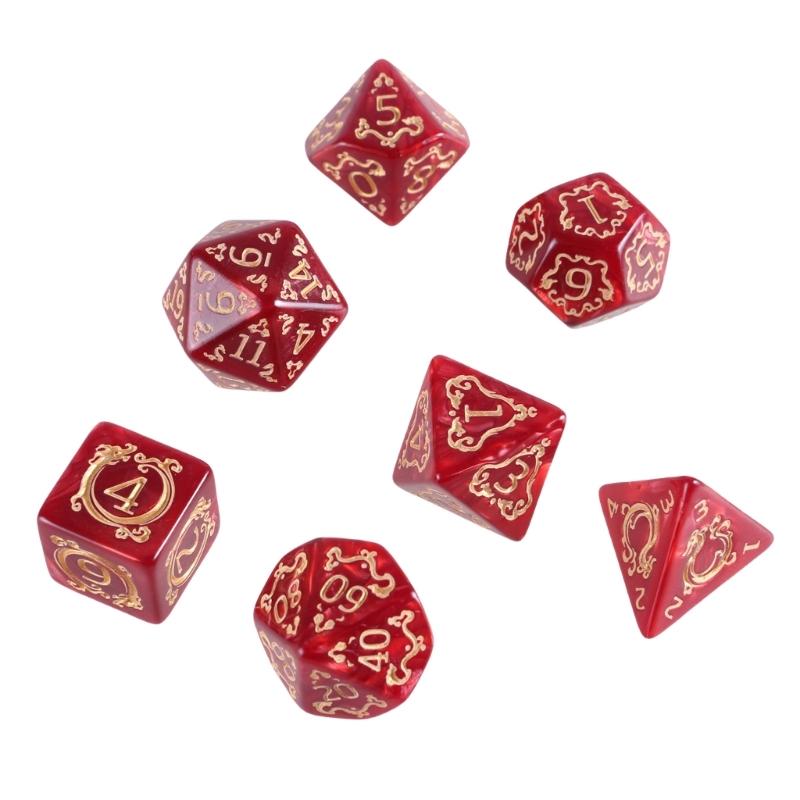 7Pcs Dragon Pattern Acrylic Polyhedral Dices Replacement Role Playing Game Dices Tabletop Game Accessories Enduring