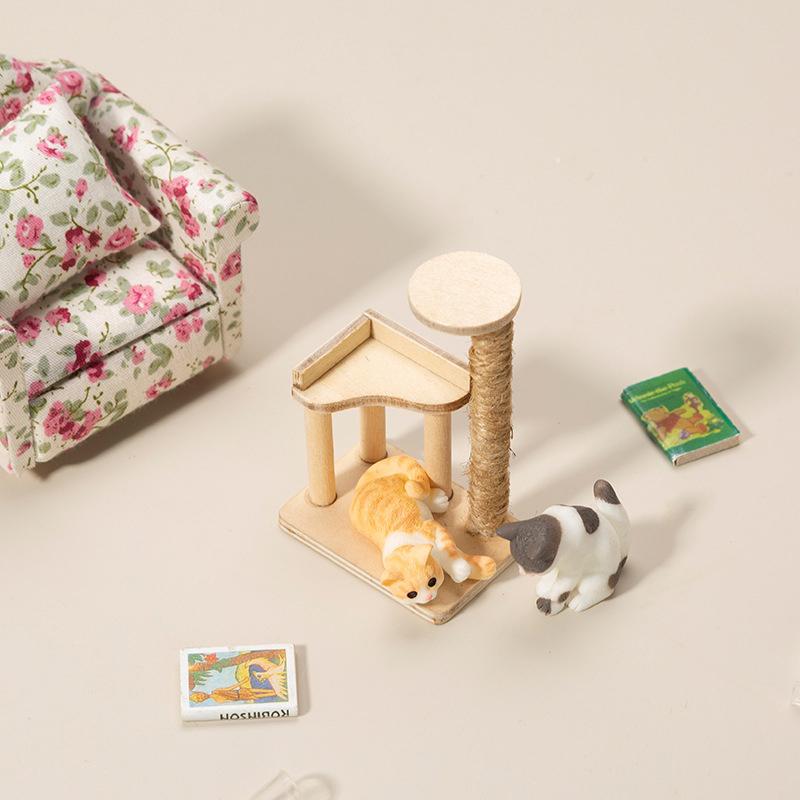 1: 12 Dollhouse Home Furnishings Mini Cat Toy Furnishings Cat Climbing Rack