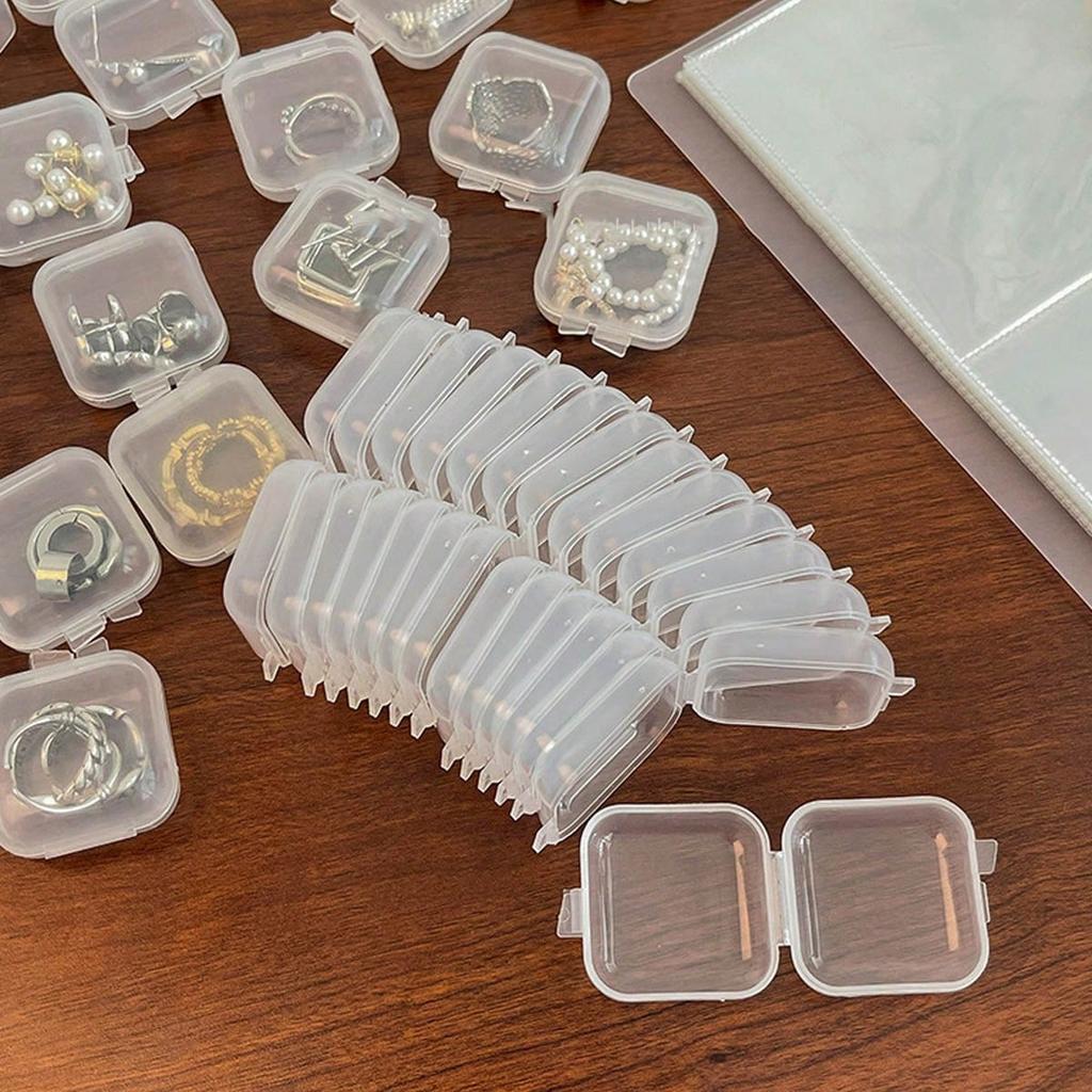 10/20/50PCS Empty Plastic Clear Mini Empty Square Small Boxes Jewelry Ear Plugs Container Nail Art Decor Diamond Storage Case