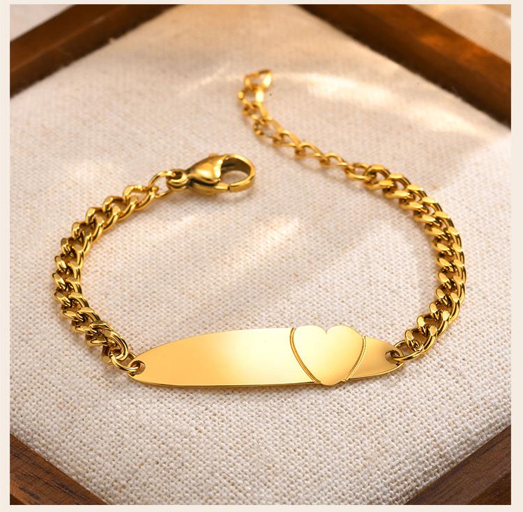 Customize Heart Baby Name Love Bracelets, Free Personalized Stainless Steel Infant ID Bracelet, Boy Girl Mom Gift