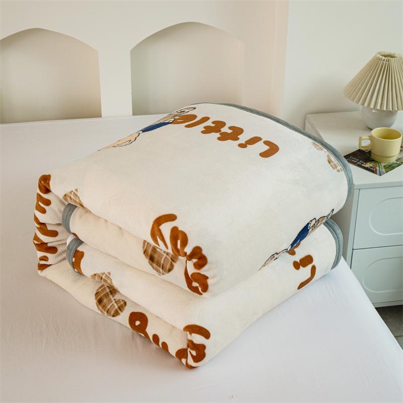 Cartoon Pattern Thick Flannel Blanket Lightweight Warm Nap Throw Blanket for Sofa All Season Cozy Soft Plush Bedspread Bed Sheet
