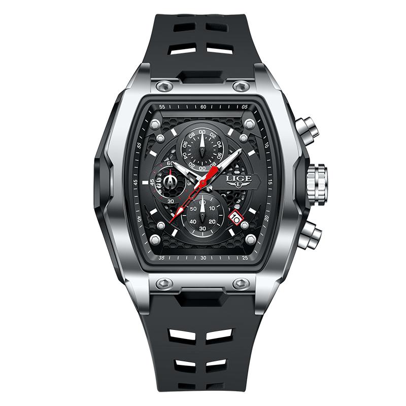 New Military Watches For Men Luxury Silicone Sport Square Chronograph Watch Fashion Business Waterproof Quartz Wristwatch