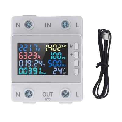 Single Phase Energy Meter Din Rail Electricity Usage Tester Voltmeter Ammeter Watt Kwh Frequency