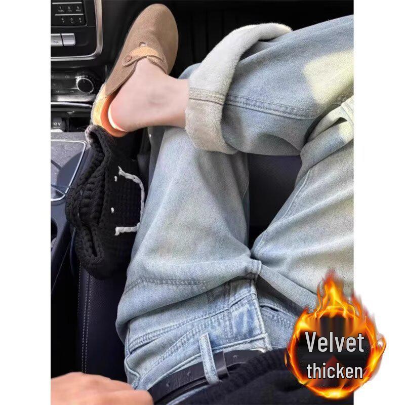 

Зимние джинсы с высокой посадкой, широкими штанинами, на флисовой подкладке, грушевидной формы M