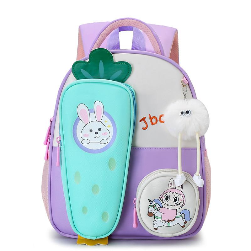 Carrot Cartoon Eyecatching Backpack For Young Children Made Of Quality Material Canvas