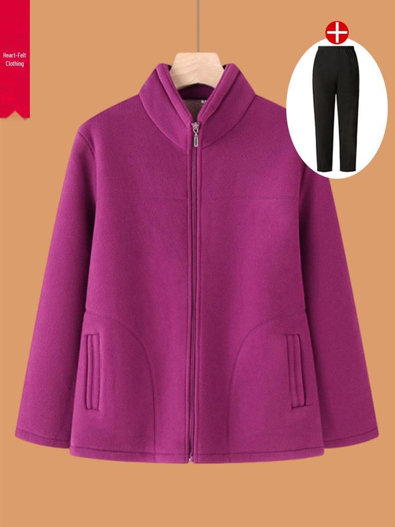 Women's Fleece Hoodie Jacket for Elderly - Winter & Spring Wear