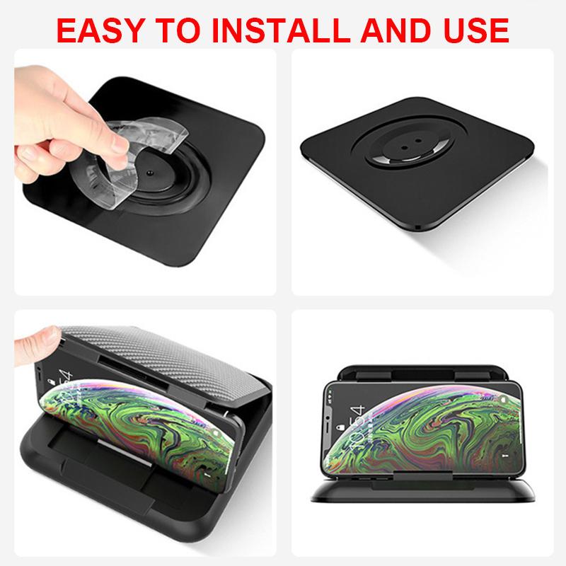 Carbon Fiber Car Phone Holder Dashboard Universal 3 To 7 Inch Mobile Phone Clip Mount Bracket for IPhone XR XS MAX GPS Stand