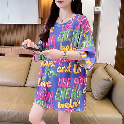Mode Übergröße T-Shirt Sommer Damen Buchstaben Aufdruck Übergroß Grafik Lange T-Shirts Rosa Y2k Oberteile Harajuku Hip Hop Streetwear