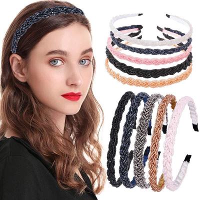 Simple Fashion Handmade Rice Bead Braided Headband Fishing Line Crystal Beaded Hair Accessories
