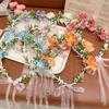 BEPAN Bohemia Style Bride Garland Simulation Flower Hair Ornaments Wreath Band Wear Adjustable Flower Hair Hoop