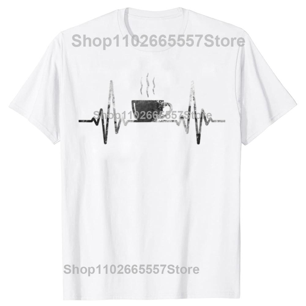 Funny Heartbeat Coffee Graphic Tshirts Men Womens Fashion Casual Tshirt 100 Cotton Loose Oversized Coffee Cup T Shirt