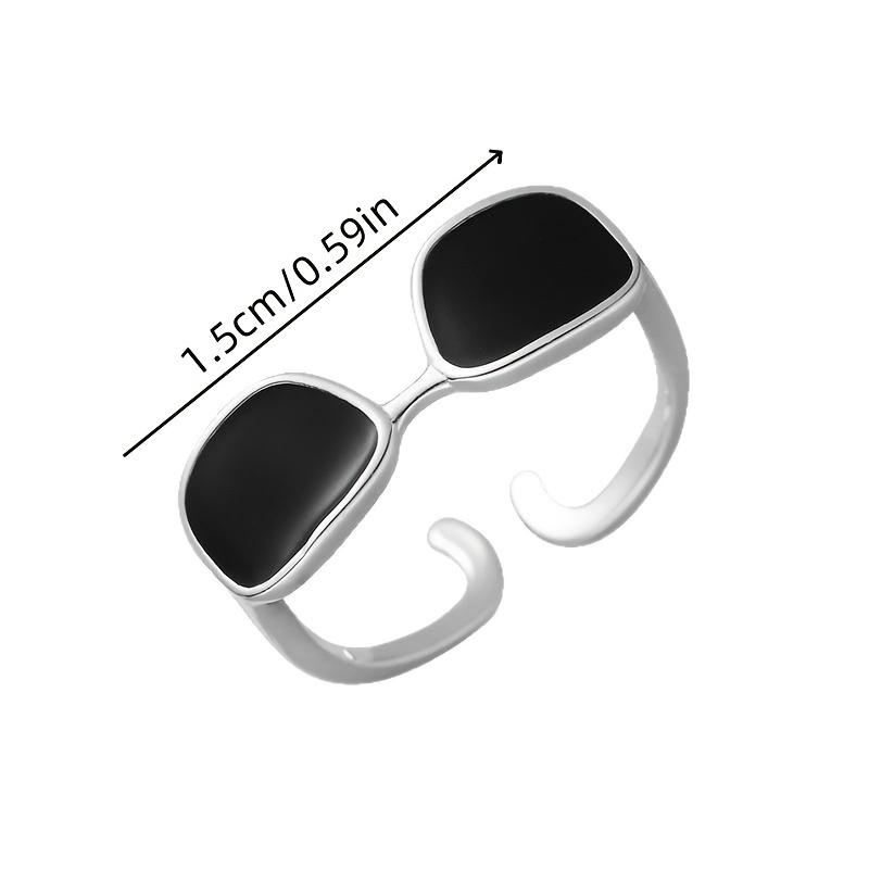 1 Stück Sonnenbrillenring Damen Mini-Brille Zeigefingerring Mode Persönlichkeit Kalter Wind Schwarzes Epoxid Offener Ring