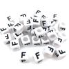6x6mm Black Letter Beads On White Acrylic Squares for DIY Jewelry and Creative Accessories
