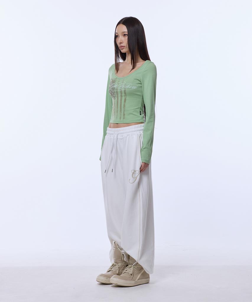 GILAARCHIVE Usa Star Crop Long Sleeve_Sage Green