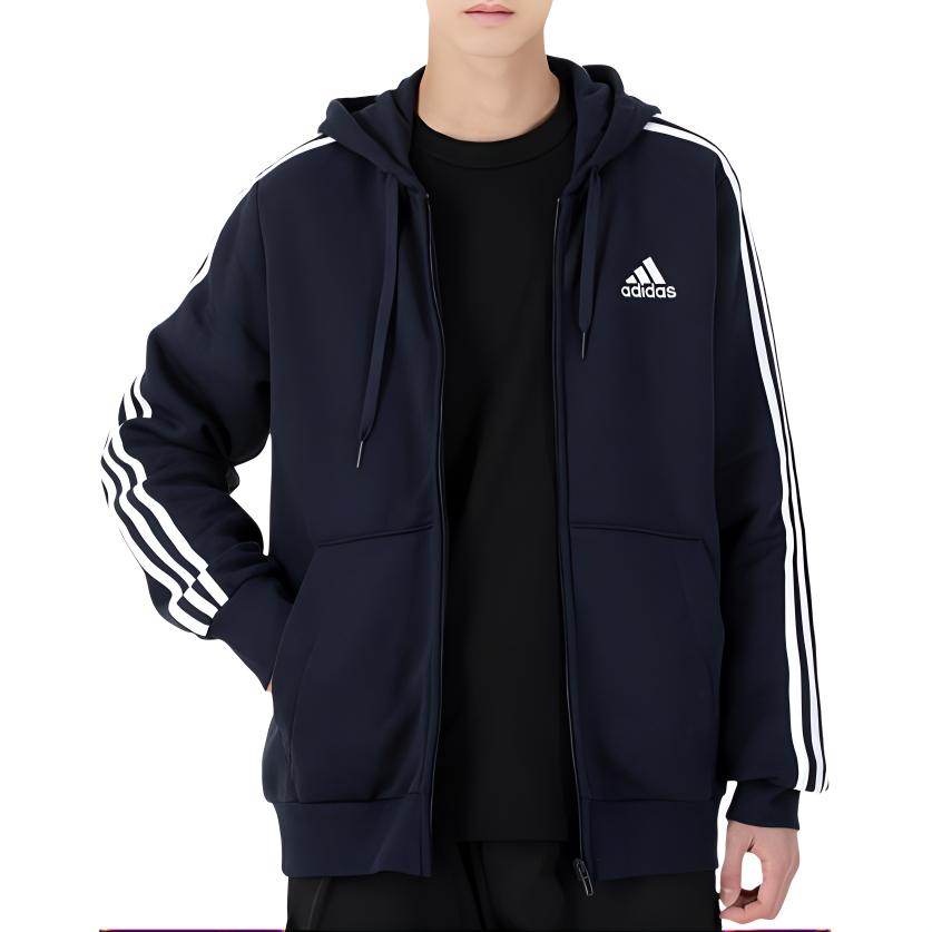 adidas Free Shipping With AdiClub Essentials Fleece 3 Stripes Full Zip Hoodie GK9053