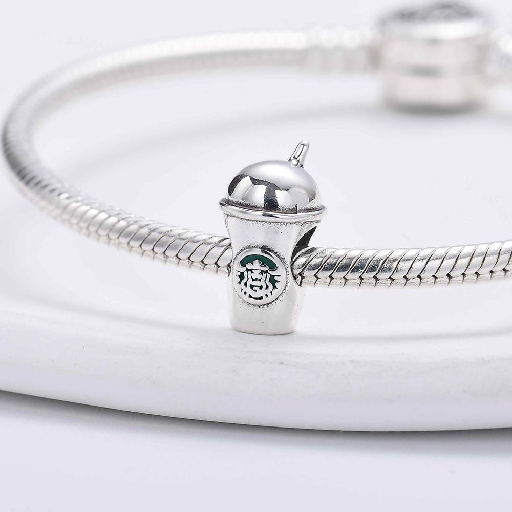 New Copper Red Wine Cup Coffee Cup Beverage Can Exquisite Charm Pendant Diy Beads Fit For Original Bracelets Women'S Jewelry