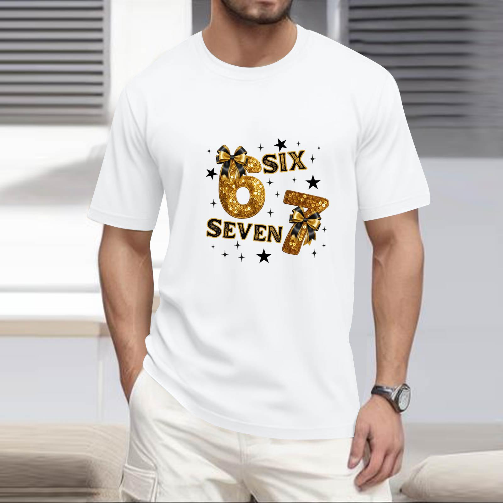 

Men s Popular T-shirt Printed Round Neck Short Sleeve T-shirt XL белый