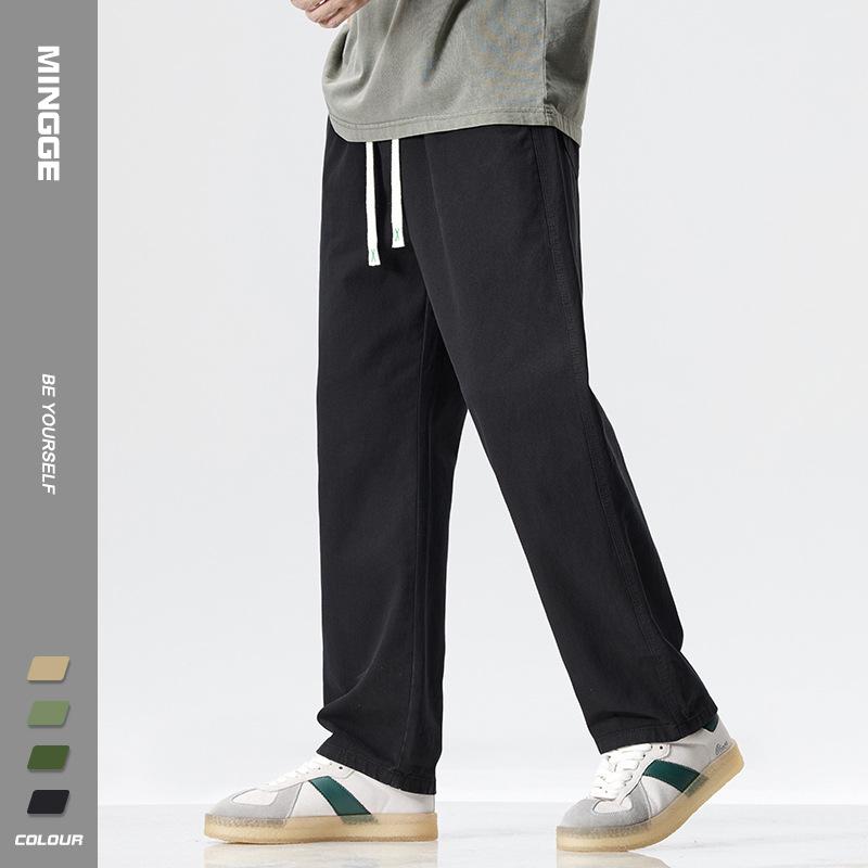 Mingge | Retro trend pure cotton tooling casual pants men's ins trendy brand simple and versatile straight trousers