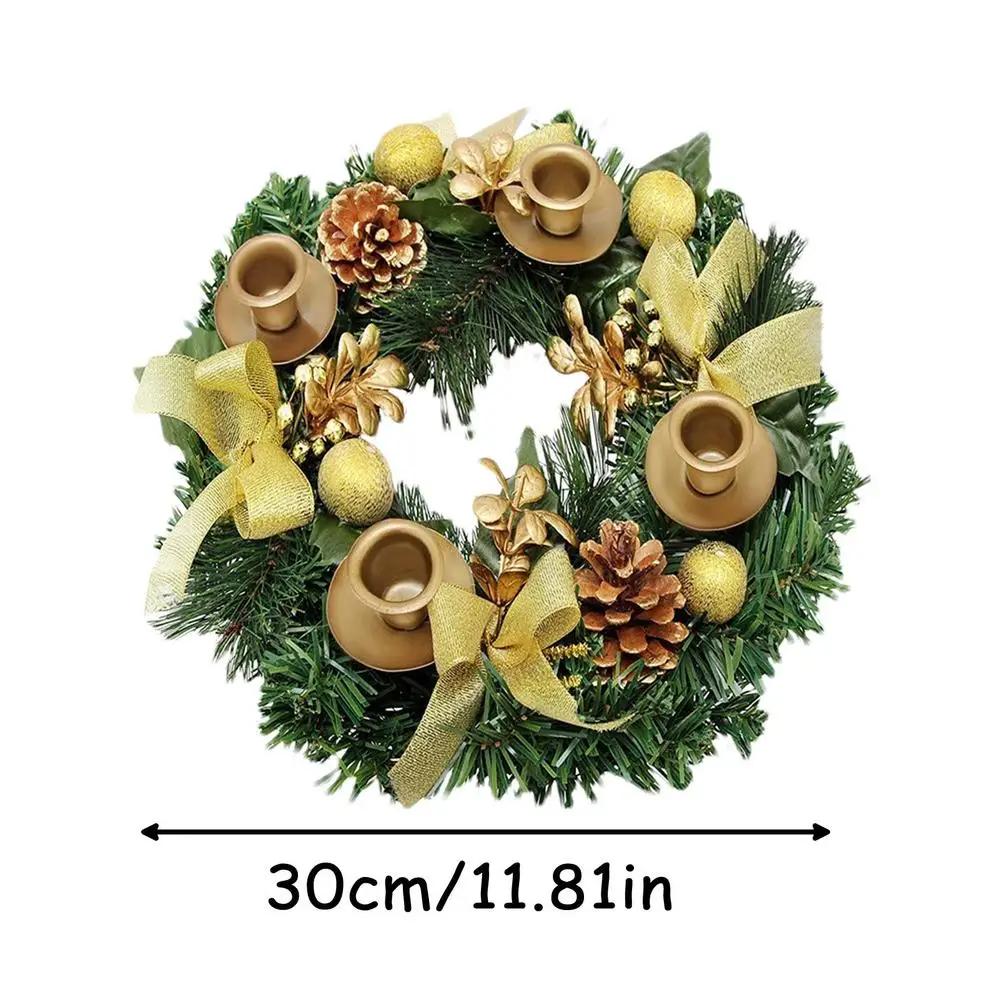 Christmas Candlestick Wreath Candle Garland Ring Candle Holder Exquisite Artificial Candle Rings Wreaths Festive Advent Wreath