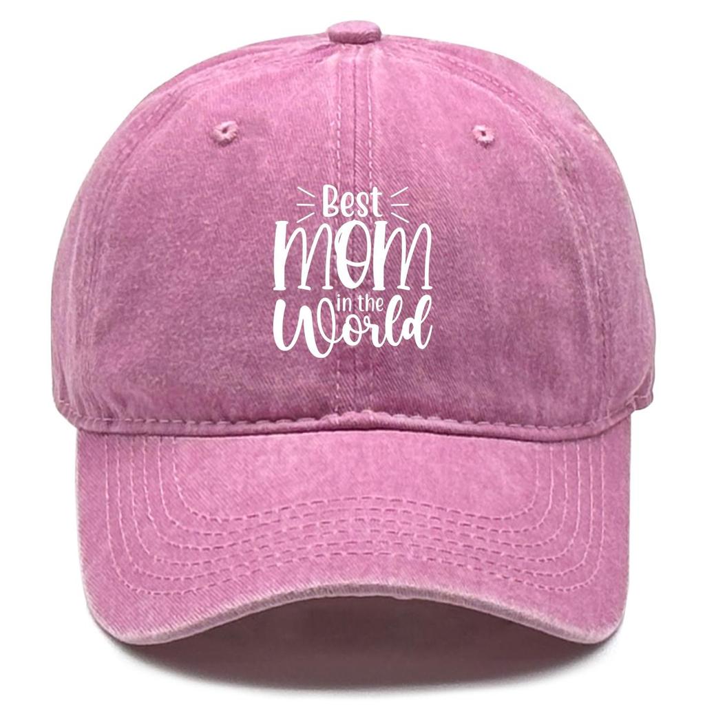 BEST MOM" Print Adjustable Baseball Cap, Mother's Day Flat Cap Vintage-Inspired Sunshade Stylish Curved Brim Snapback Sun Hat