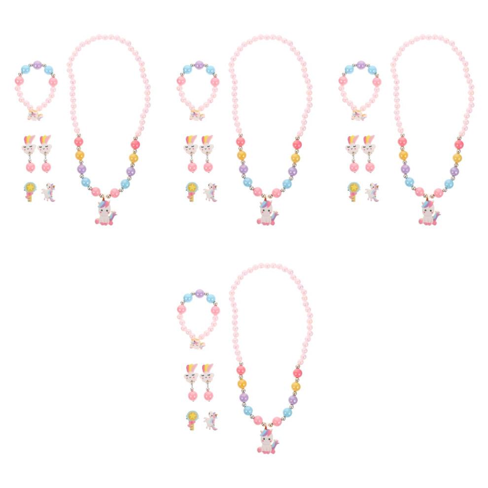 4 Sets Kids Jewellery Girl Pearl Jewelry Necklace For Children'S