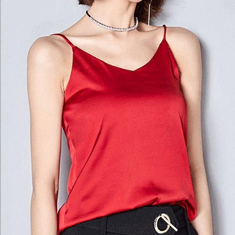 V-neck Loose Satin Suspension Vest V Neck Loose Satin Camisole Outer and Inner Wear