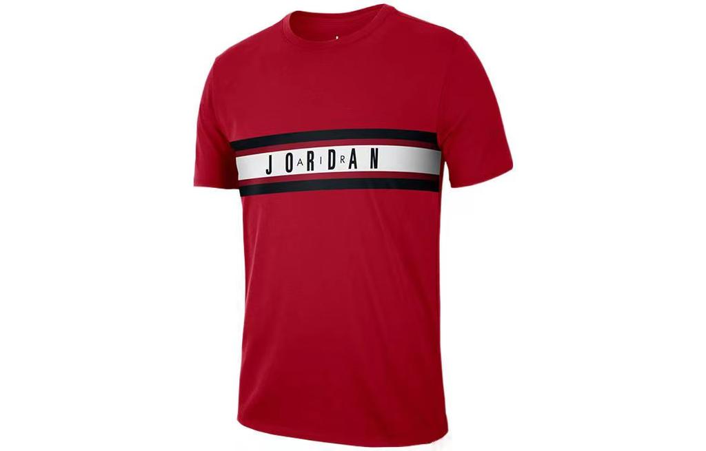 Jordan T Shirts Men's Red Crew Neck Moderate Straight Fit 939619-687