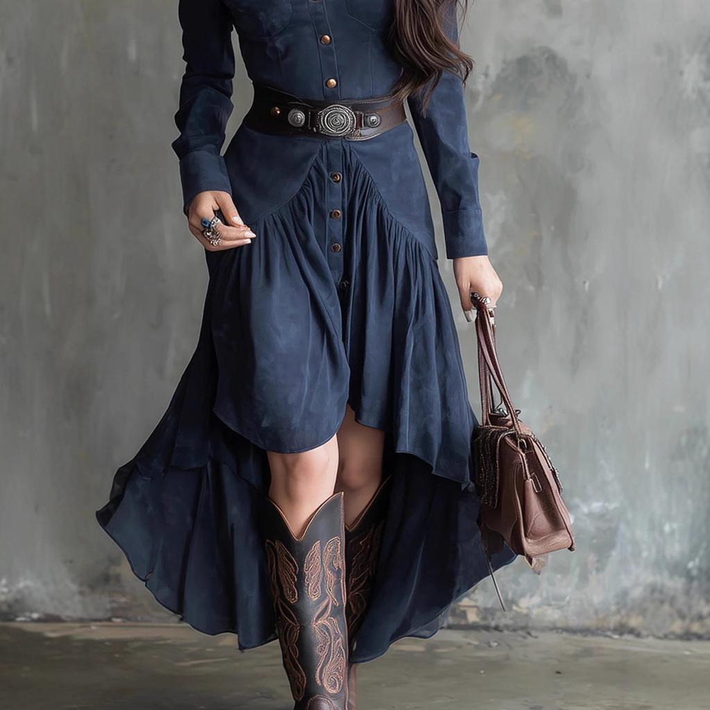 2026 New French Suede High-waisted Cake Dress with Belt