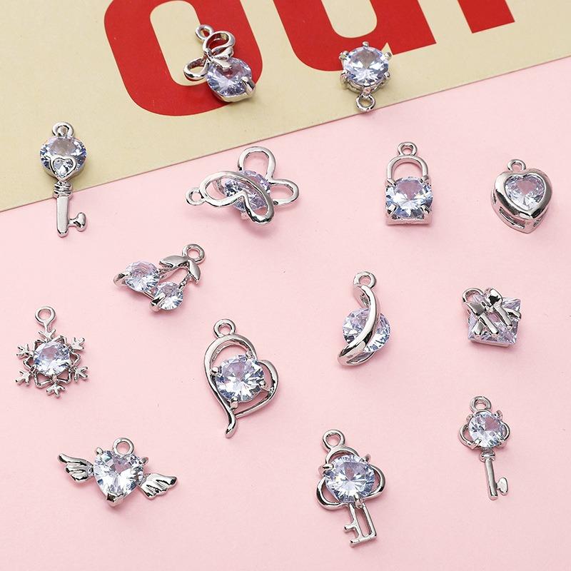 Alloy Zircon Love Butterfly Snowflake Pendant DIY Beaded Handmade Bracelet Necklace Ornament Accessories