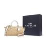 COACH Lacey Canvas With Leather Boston Bag, Handbag, Shoulder Bag, Crossbody Bag Small Womens Khaki